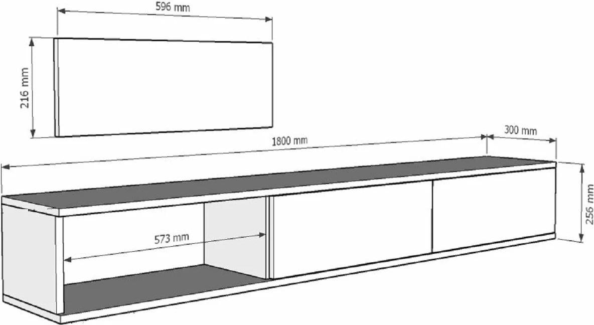 Komodë TV Skye Decor, Zuzu 180, ngjyrë lis safir dhe e bardhë