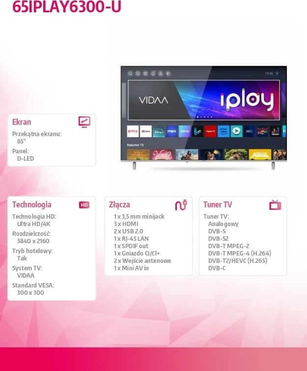 Televizor Allview 65IPLAY6300-U, 65", Ultra HD/4K, Smart TV, VIDAA