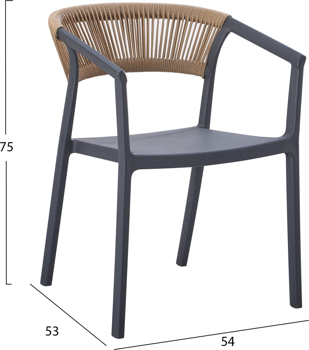 Karrige polipropileni BOGI FH6240.10, gri me litar PP bezhë, 54x53x75H cm