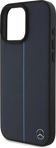 Mbështjellës Mercedes MB Blue Line lëkurë me MagSafe për iPhone 16 Pro Max, Blu
