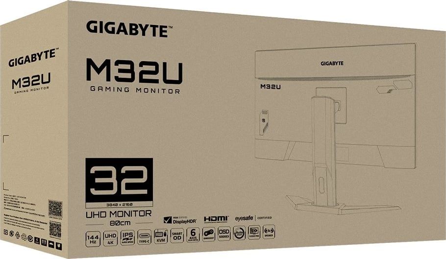 Monitor Gigabyte M32U AE, 31.5", 4K UHD, 144Hz, i zi