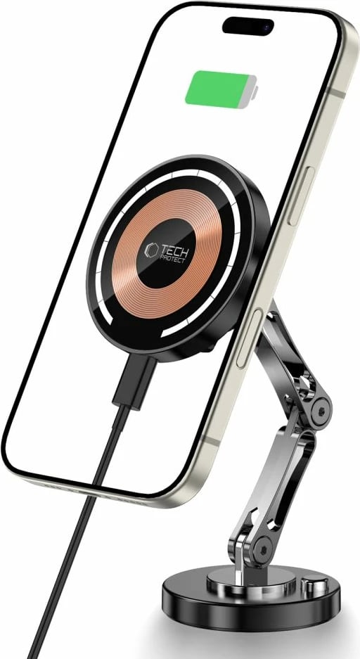 Mbajtës magnetik për makinë Tech-Protect MM15W-V8 me MagSafe, 15W, i zi