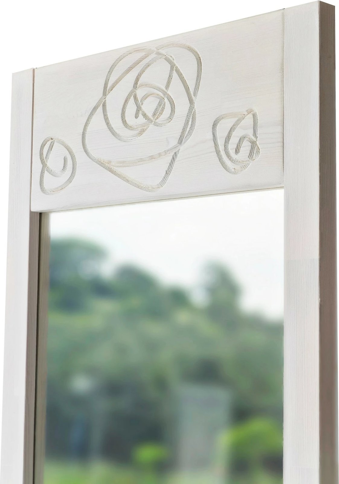 Pasqyrë e gjatë Cheval, dekor trëndafili, e bardhë, Skye Decor