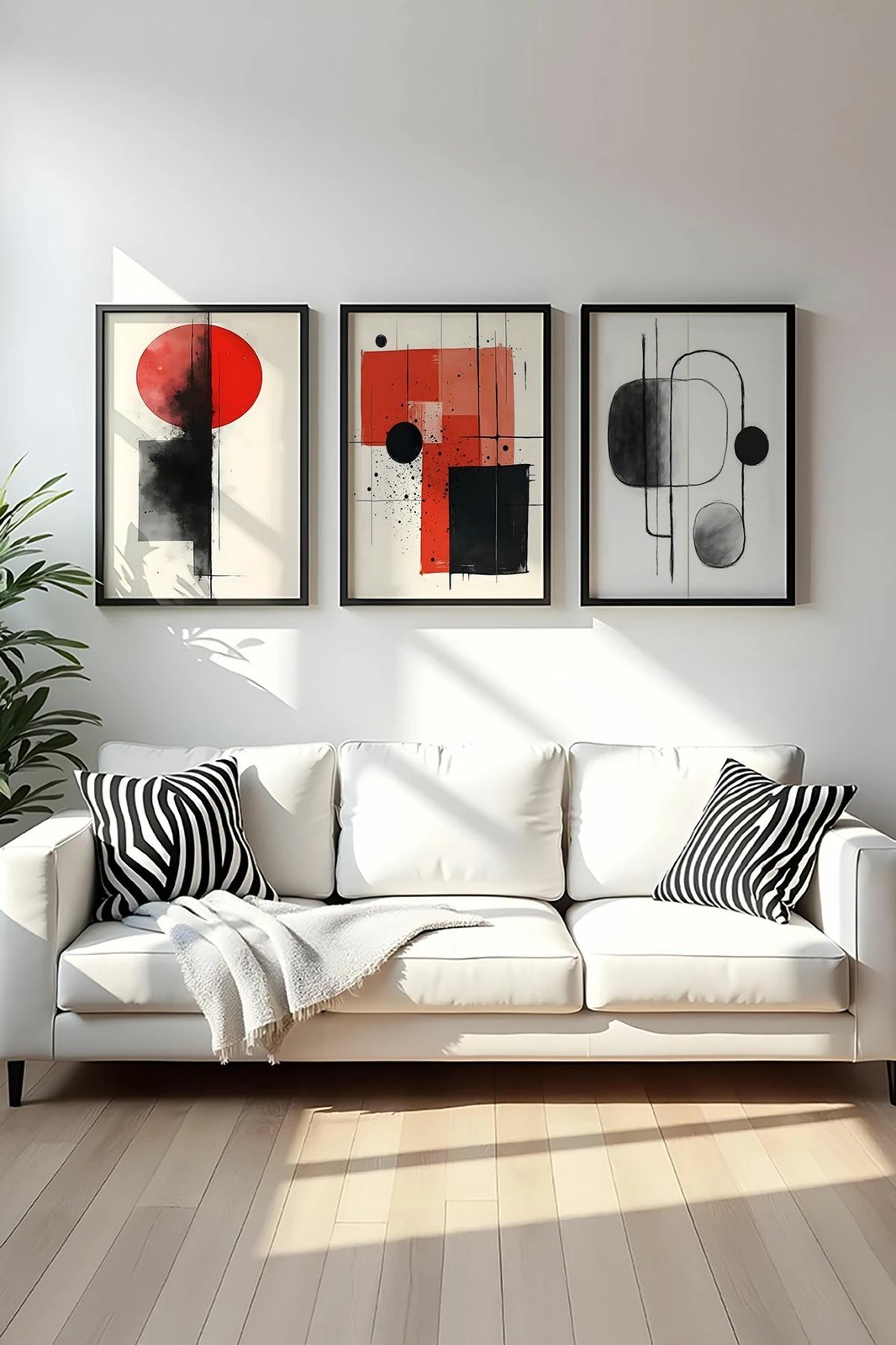 Pikturë dekorative me kornizë, MDF, set prej 3 copash, Wallity, Huhu439, 50x35cm