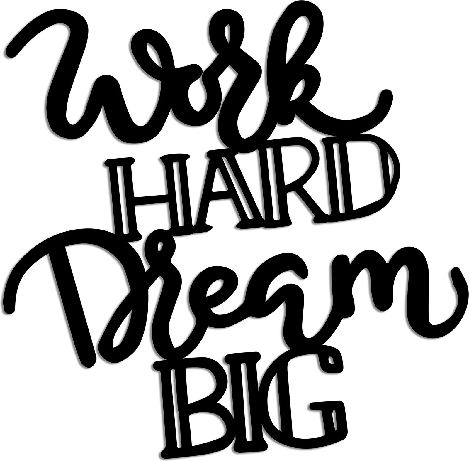Aksesor dekorativ metalik për mur, Work Hard Dream Big, Wallity, ngjyrë e zezë