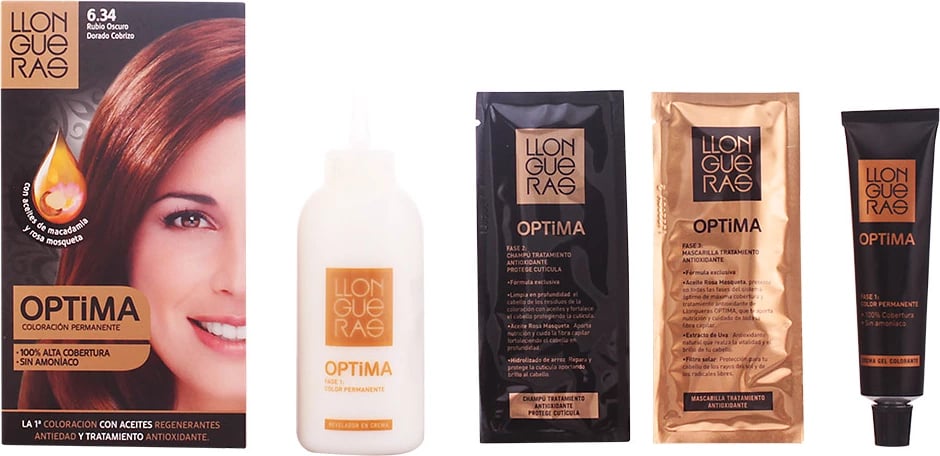 Ngjyrë për flokë LLONGUERAS Optima 6.34 Blond i errët bakër i artë unisex