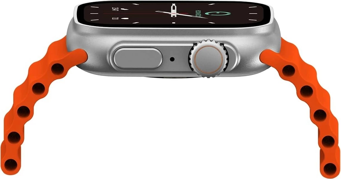 Smartwatch EcoWatch EW02, 1.91 inç, Bluetooth, Argjendtë me paskë portokalli, Set me 2 paskë