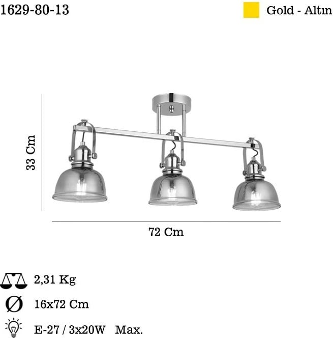 Llambadar Opviq, Mago, ngjyrë llak antik, 3 llampa