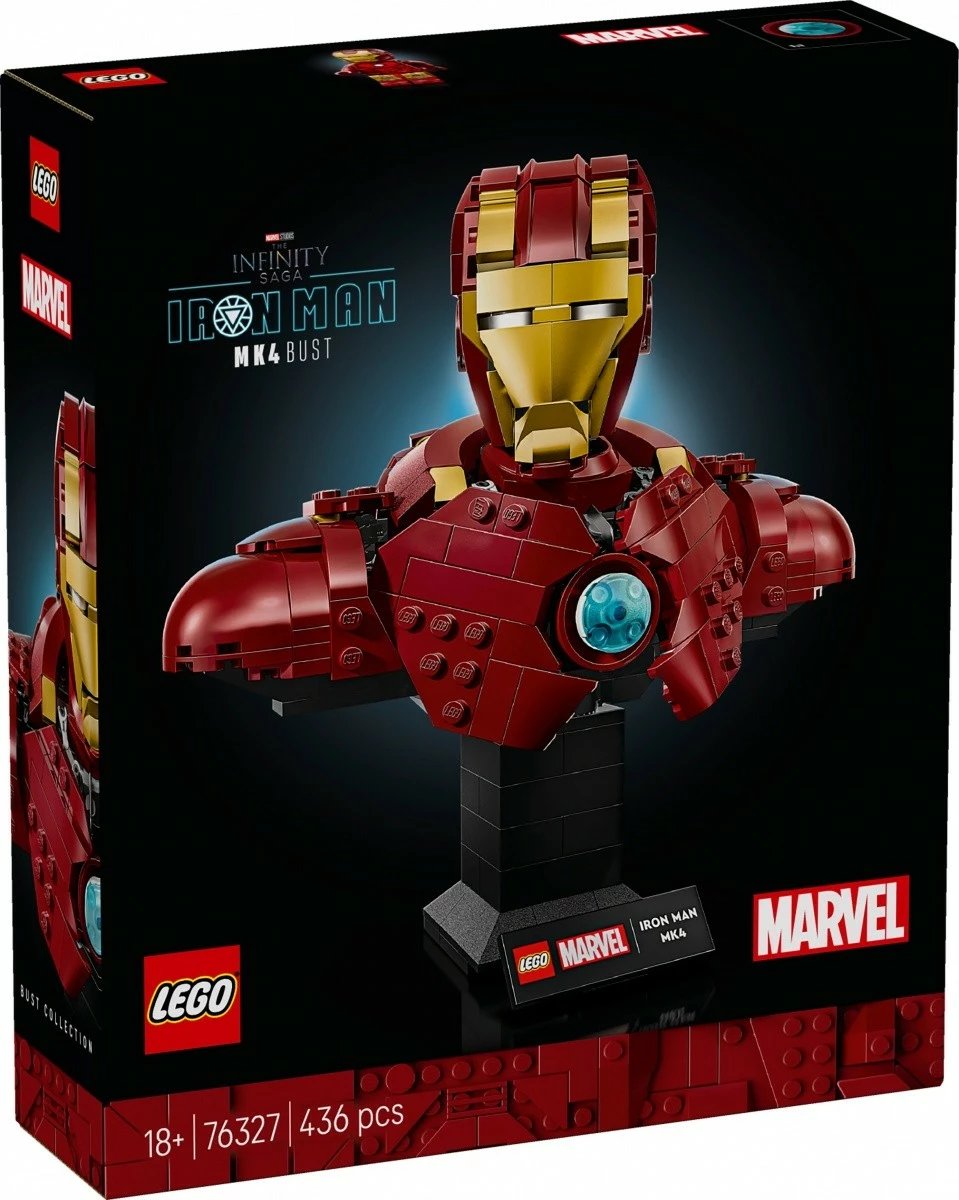 Set ndërtimi LEGO Marvel Super Heroes Iron Man Bust MK4, 436 pjesë, e kuqe/e artë