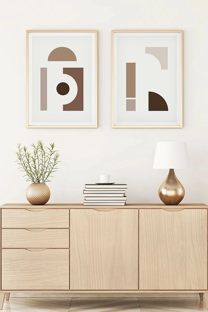 Pikturë dekorative me kornizë, 2 copë, MDF, Wallity, Huhu111, 50x35cm