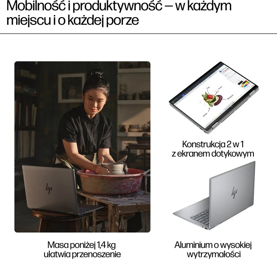 Laptop HP ENVY x360 14-fa0400nw, Ryzen 5, 16 GB RAM, 512 GB SSD, Glacier Silver