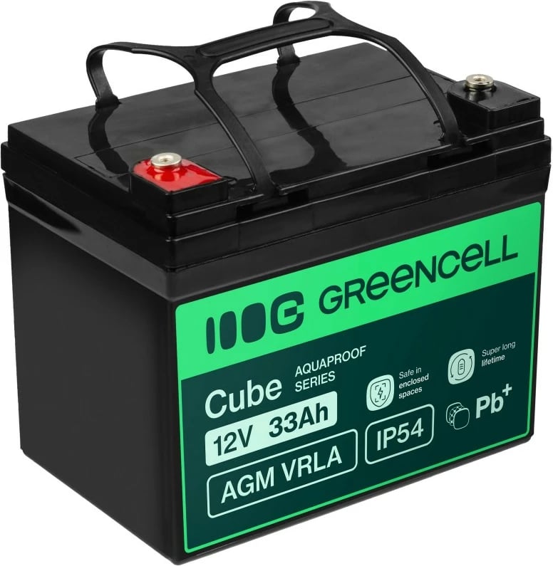 Bateri AGM VRLA, Green Cell, AGM12V33AH-J, 12V 33Ah, IP54, e zezë