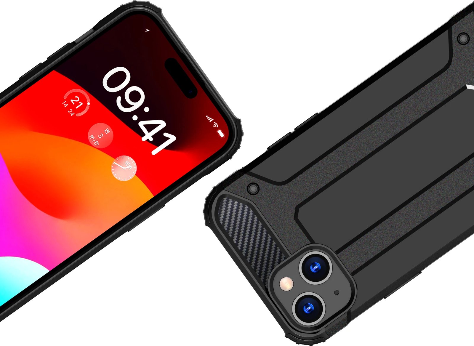 Mbështjellës Hurtel Hybrid Armor për iPhone 15 Plus, i zi