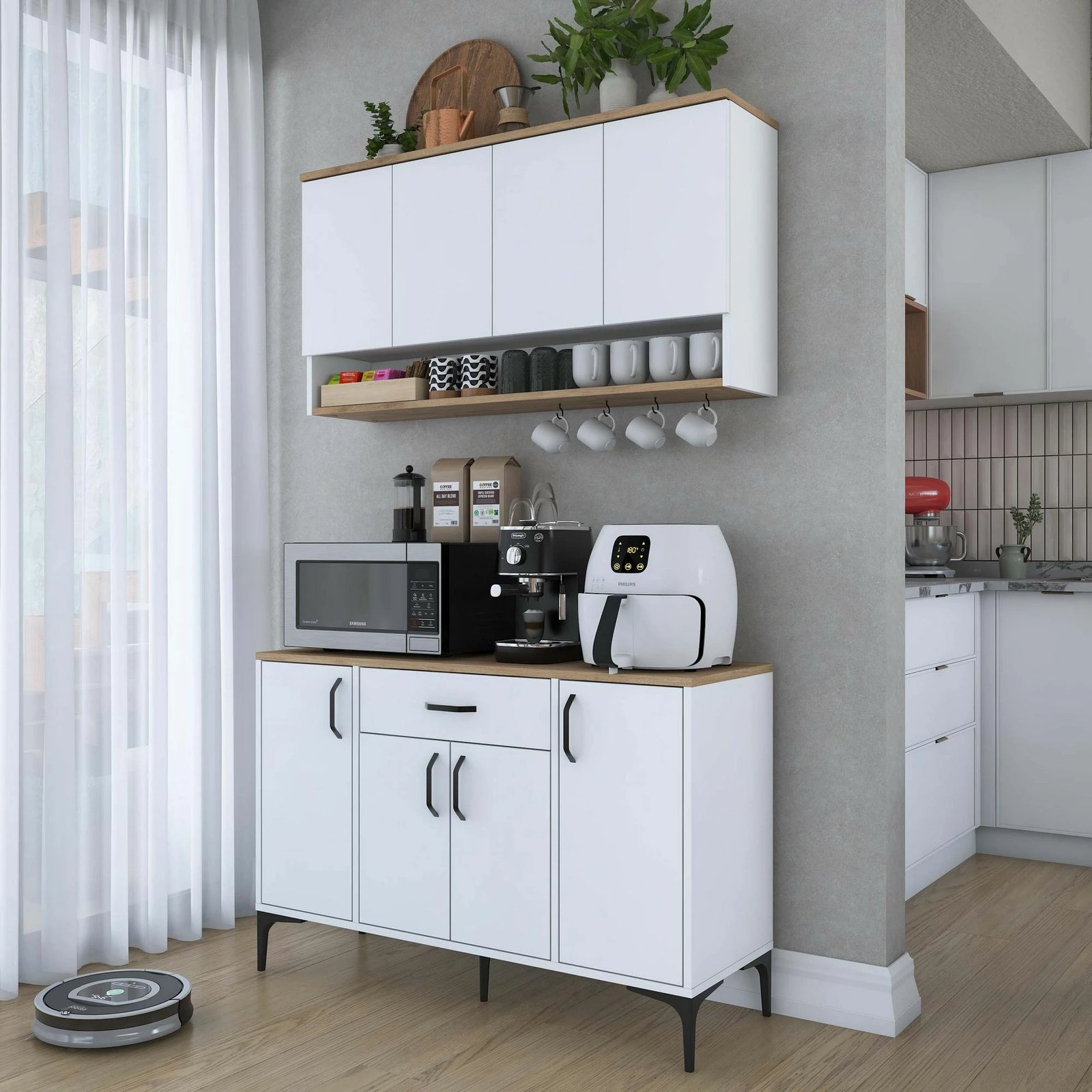 Stendë kafeje Skye Decor, ngjyrë arr dhe e bardhë, JE203 - 3822