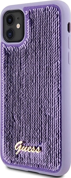 Mbështjellës Guess Sequin Script Metal për iPhone 11/XR, vjollcë Mbështjellës Guess Sequin Script Metal për iPhone 11/XR, vjollcë