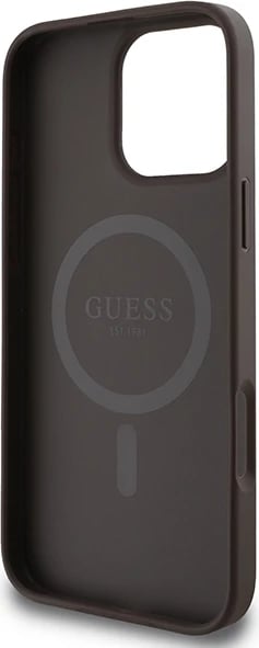 Mbështjellës Guess 4G Printed Stripes MagSafe për iPhone 16 Pro Max, Kafe