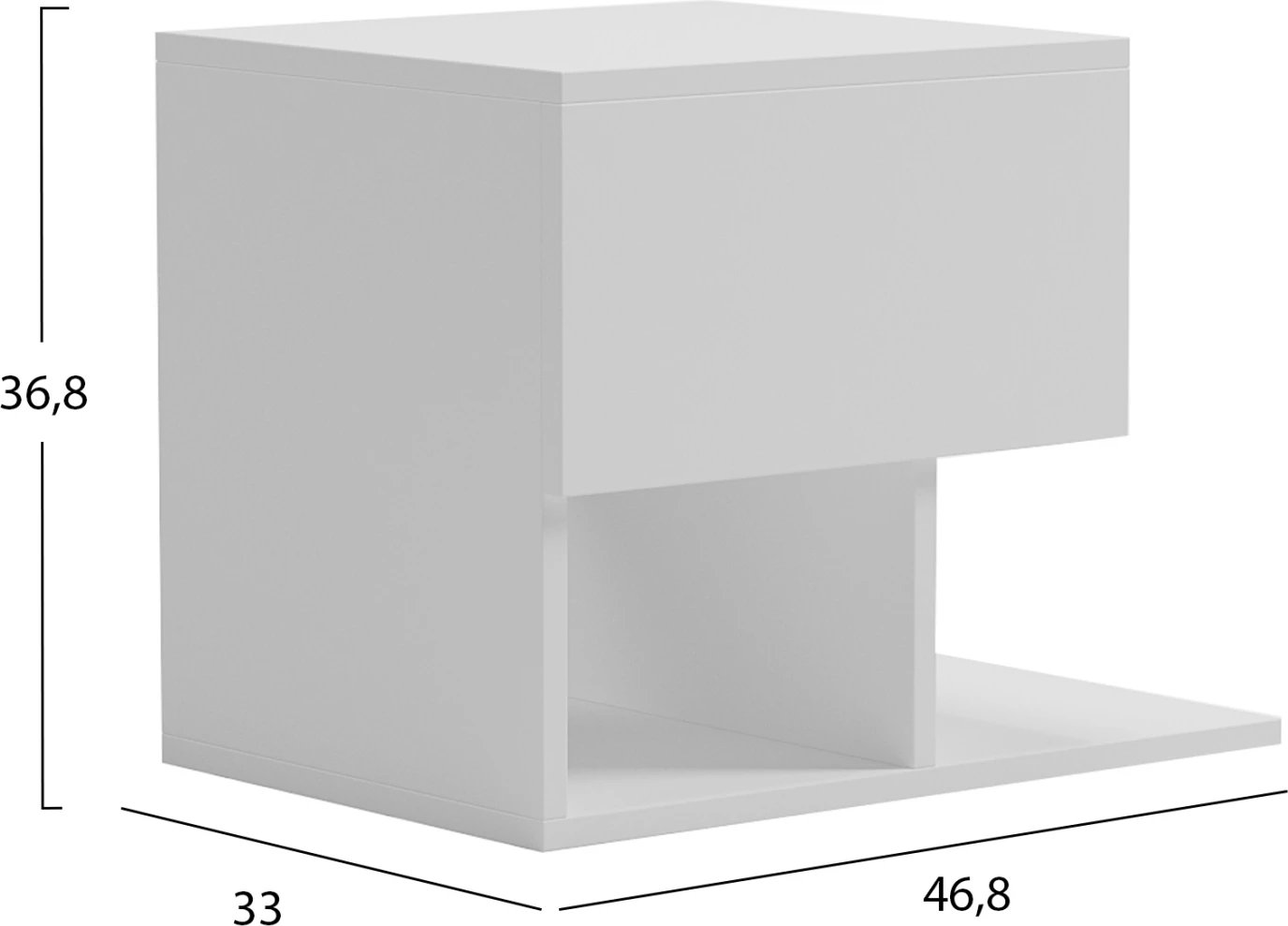 Komodinë CASPIAN FH9071.11 melaminë, ngjyrë e bardhë, 46.8x33x36.8H cm