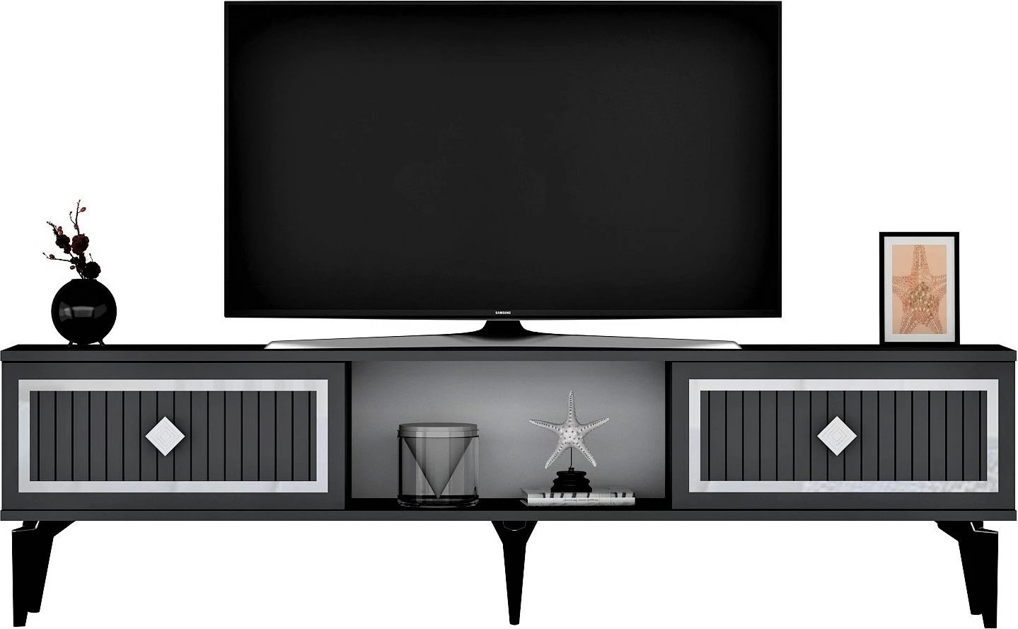 Komodë televizori Hanah Home, ngjyrë antracit, argjend