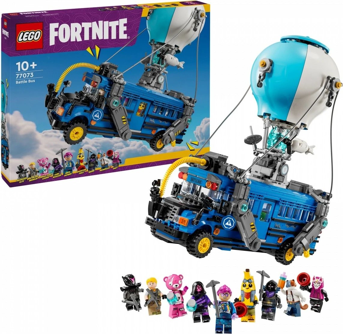 Set LEGO Fortnite Battle Bus 77073, 954 pjesë, me 9 minifigura, Blu