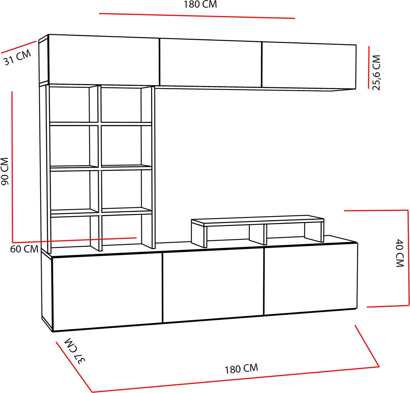 Komodë TV Hanah Home, Sasa, ngjyrë teak dhe e zezë