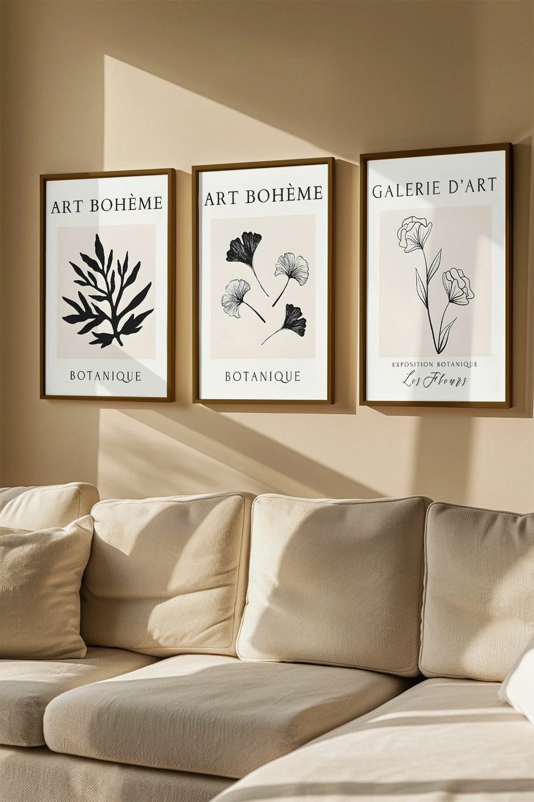 Set pikturash dekorative me kornizë (3 copë), Wallity, Artvmodel11-Kahve