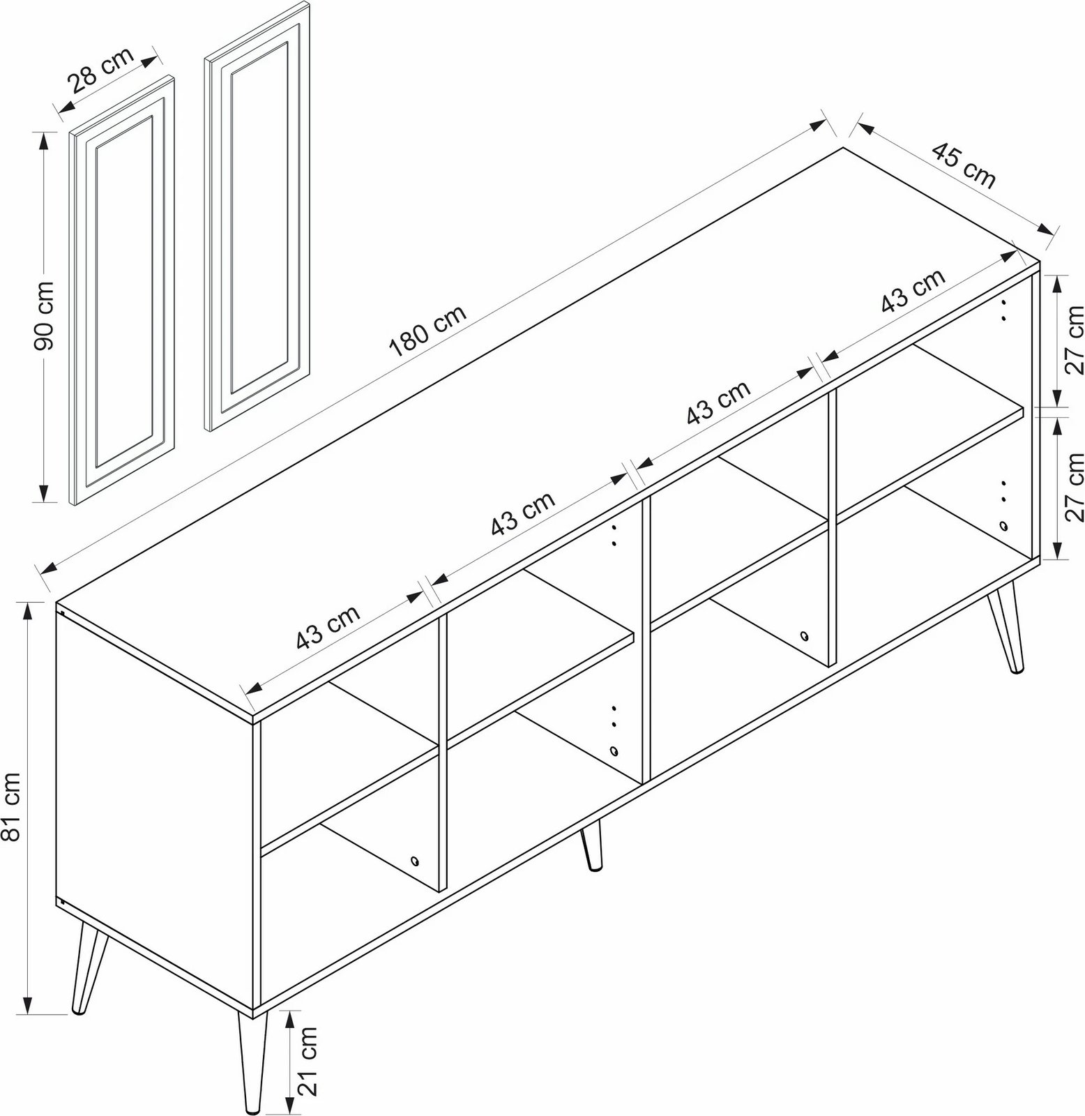 Konsol Sandstone me pasqyrë, Skye Decor, ngjyrë rëre