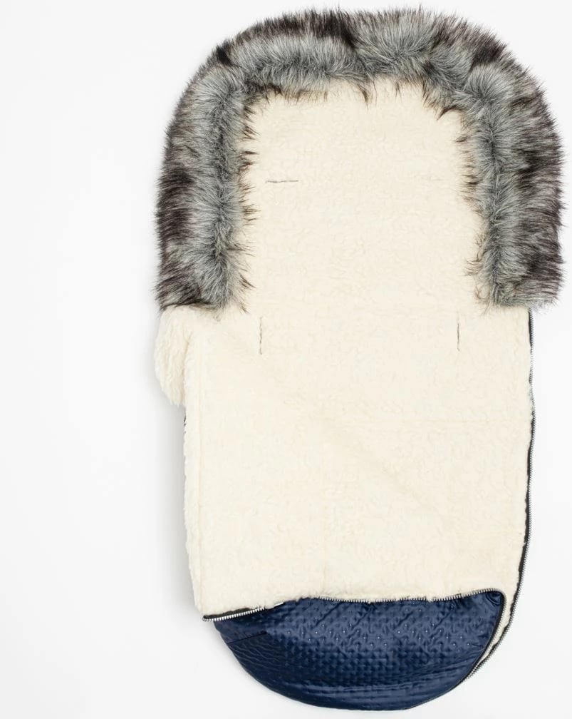 Thes gjumi karroce New Baby Lux Wool, shtresë leshi, universal me vrima për rrip 5-pikësh, 49x95 cm, blu