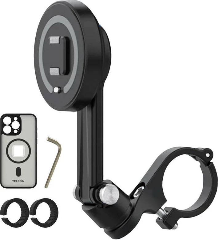 Mbajtës timoni Telesin P3-MPH-01 për iPhone 15 Pro, MagSafe, për biçikletë/motoçikletë, i zi