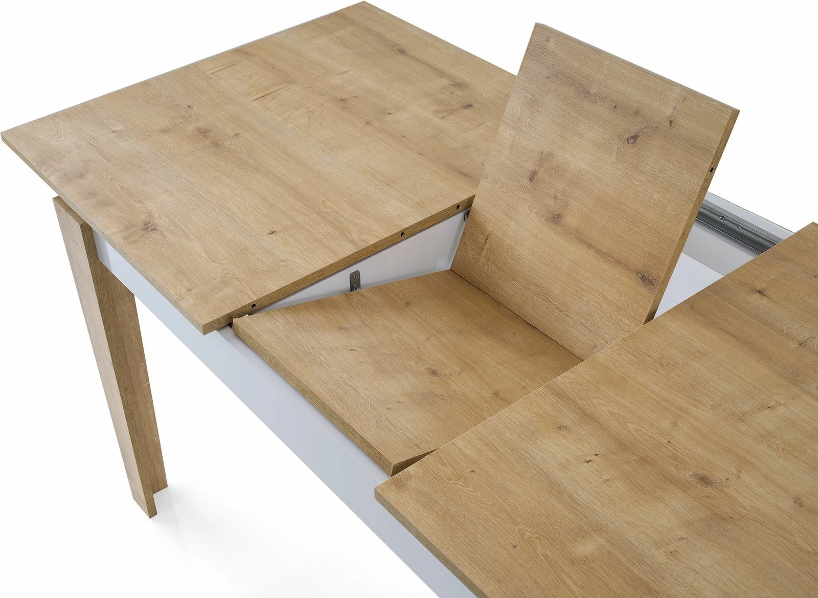 Tavolinë ngrënieje e zgjatshme, ngjyrë lis dhe e bardhë, Skye Decor, Cunda - 2982