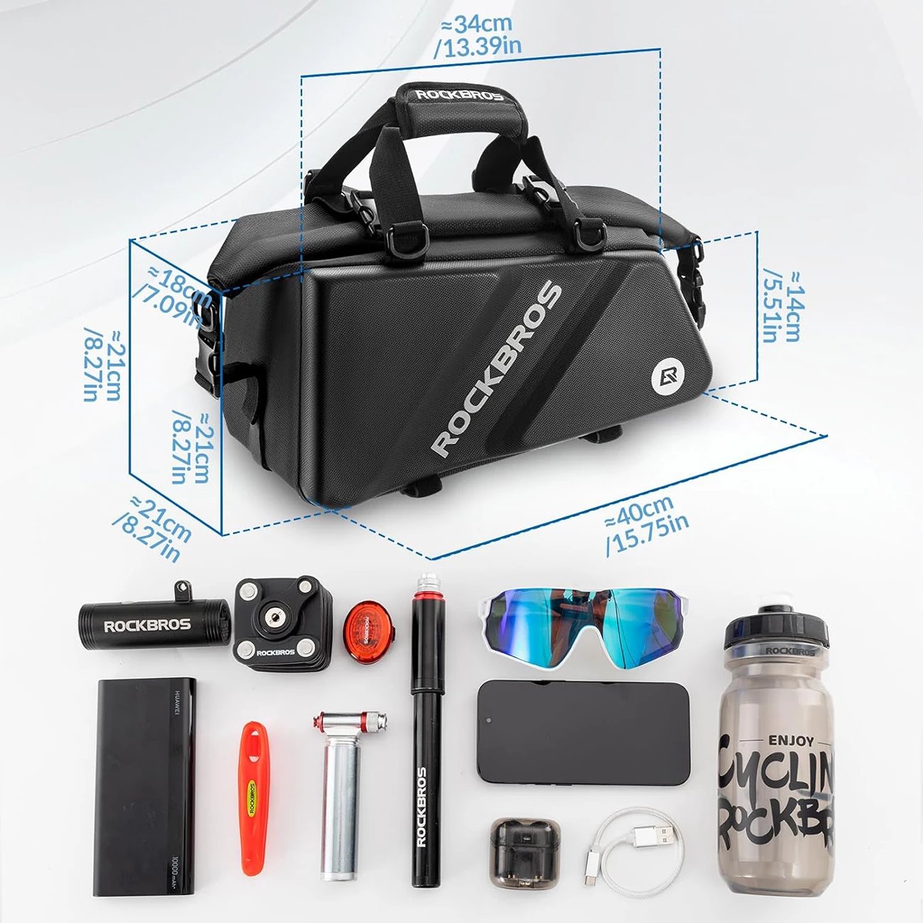 Çantë bagazhi biçiklete Rockbros 30140090001, 11.6L, e zezë