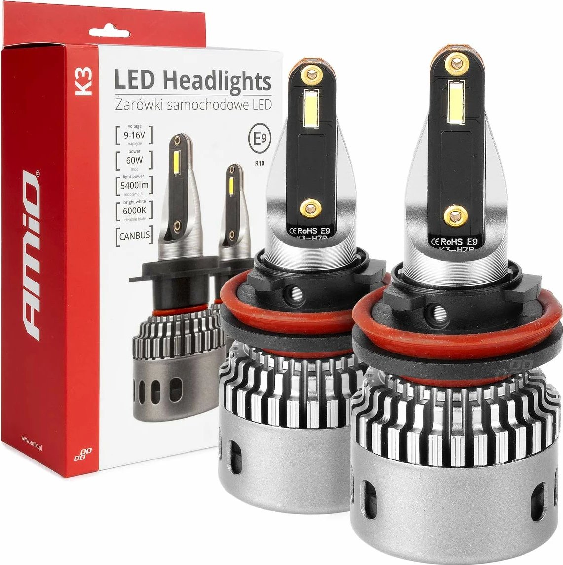 Llambat LED K3 Seria H8 H9 H11 H16 12V 6000K canbus