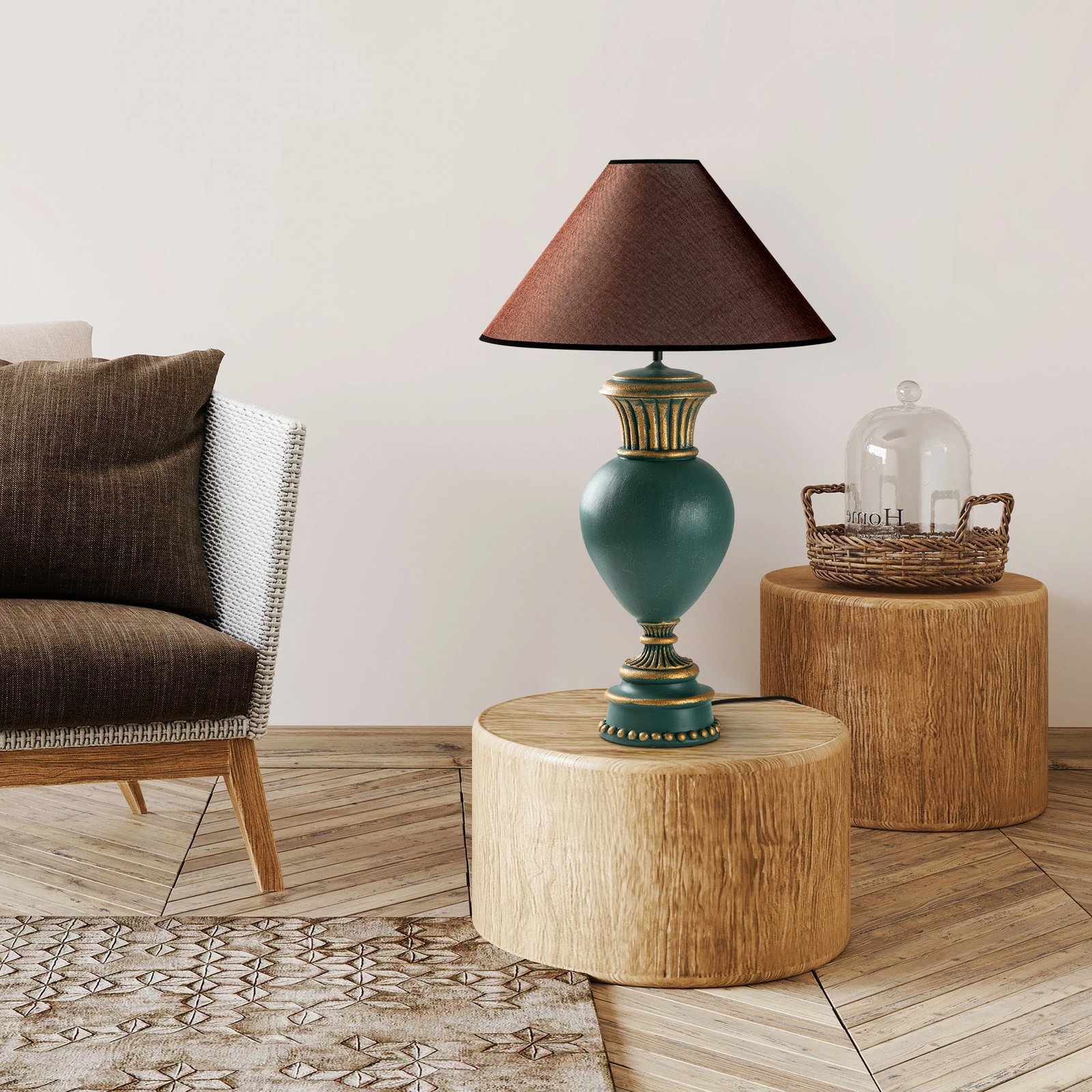 Llambë tavoline Opviq, ELEGANZE-5323, e gjelbër dhe kafe
