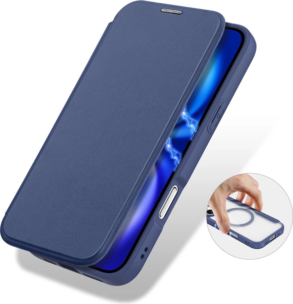 Mbështjellës Dux Ducis Skin X Pro për iPhone 17 Air me MagSafe dhe portofol, Kaltër