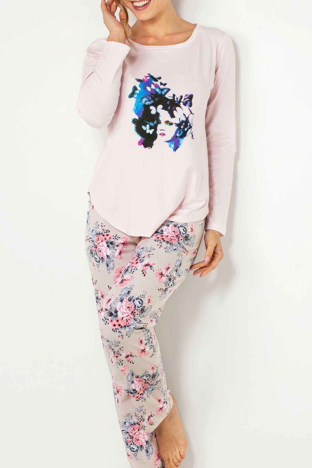 Set pizhamash për gra, ngjyrë trëndafili, Jumeon 002-000257