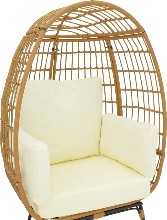 Karrige Frox ratan natyral-metal këmbë natyral-zeza-jastëk bezhë 96x76x145cm