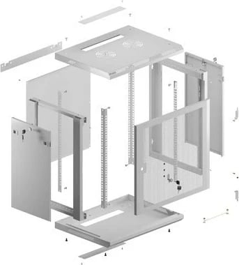 Kasë rrjeti LANBERG 19" 12U, varëse, 600x450mm, gri, derë me vrima