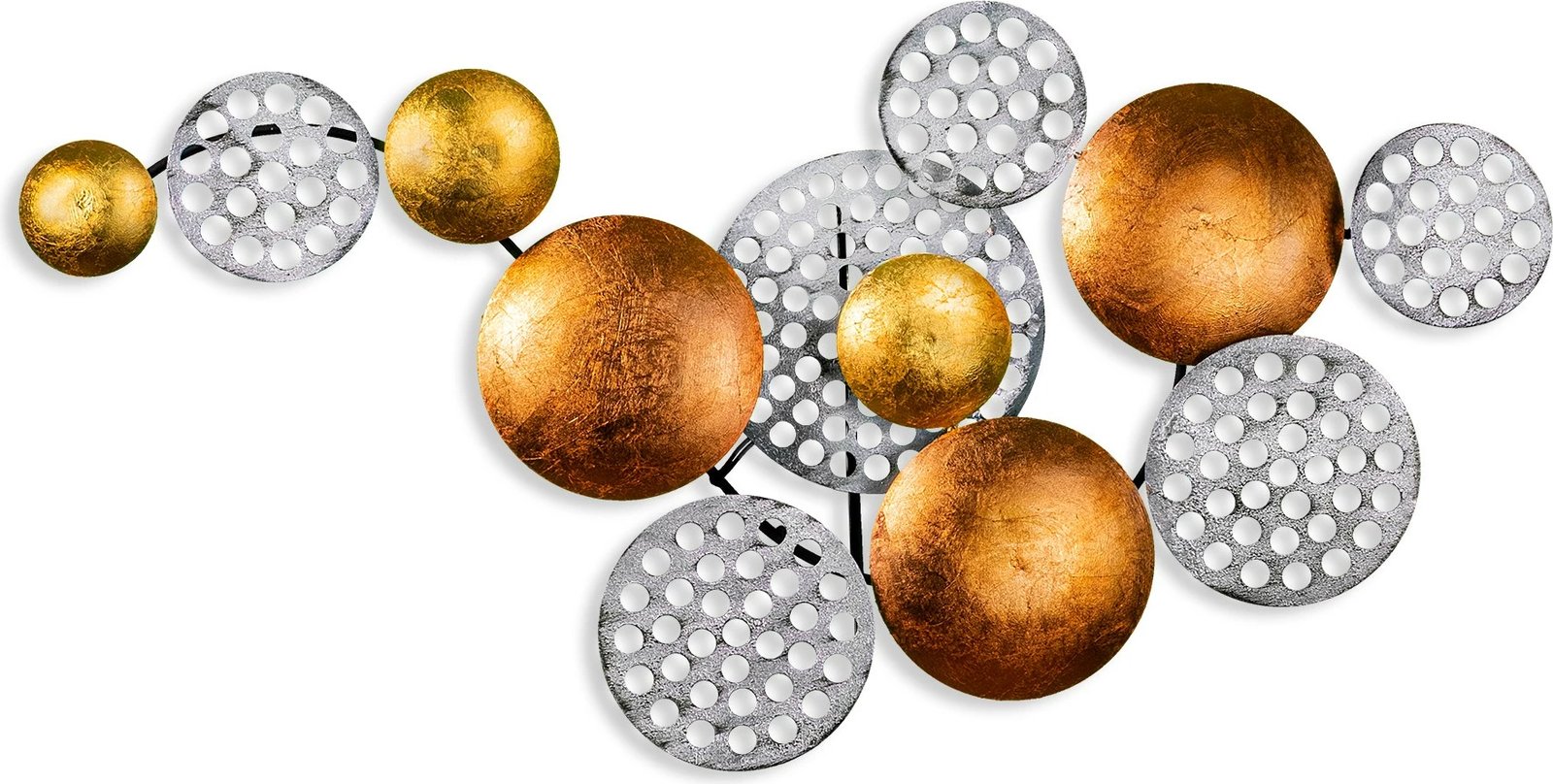 Aksesor dekorativ metalik për mur, Wallity Aurora 2, argjend dhe bakër, 45x82cm