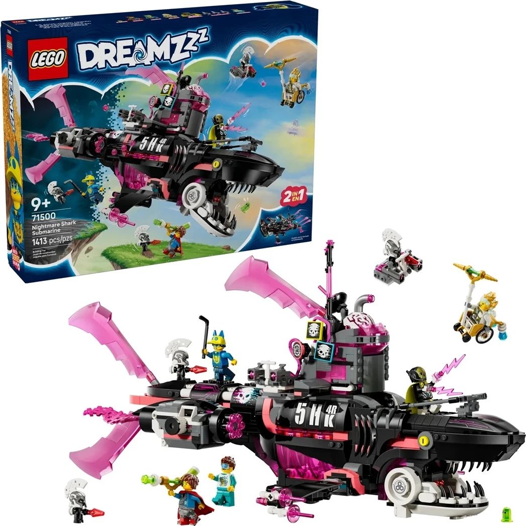 Set LEGO DREAMZzz 71500 Nightmare Shark Submarine, 5 minifigura, për fëmijë 9+ vjeç
