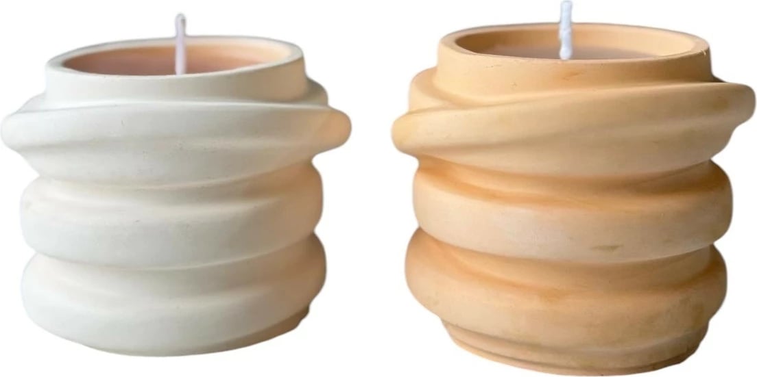 Set qirinjsh prej betoni, 2 copë, ngjyrë e bardhë, Evila Originals, Glamour Candle 6TM