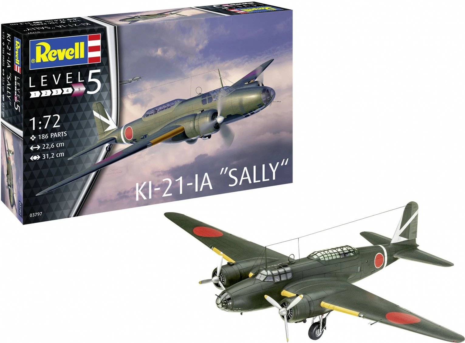 Model plastik avion Revell Ki-21-Ia "Sally", 1:72, 186 pjesë