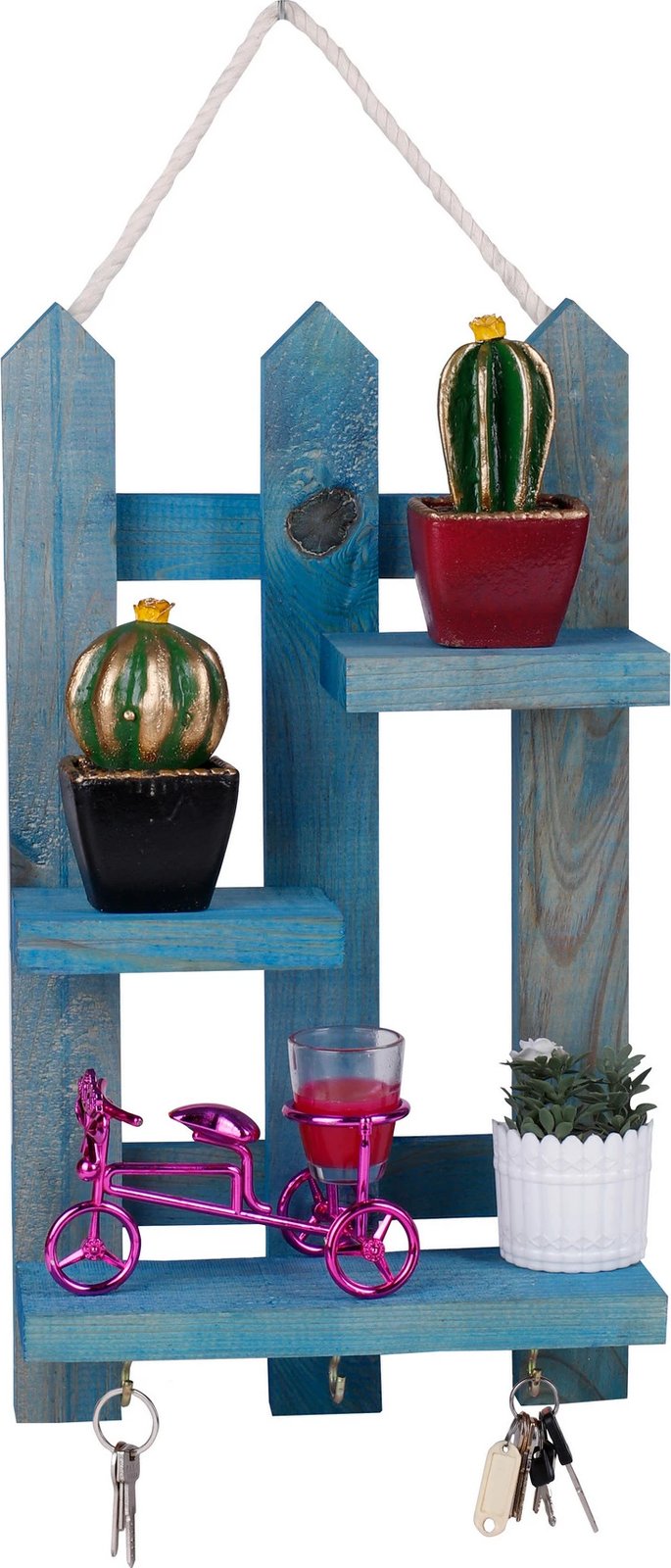 Mbajtës çelësash prej druri, dizajn Aberto, 213-M, ngjyrë blu