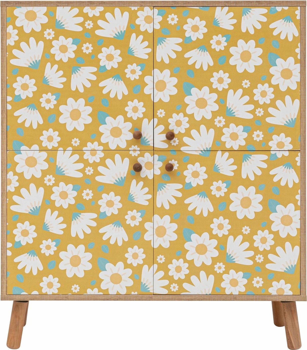 Dollap multifunksional Hanah Home, Multilüx Posy, ngjyrë sonomo, e verdhë dhe e bardhë