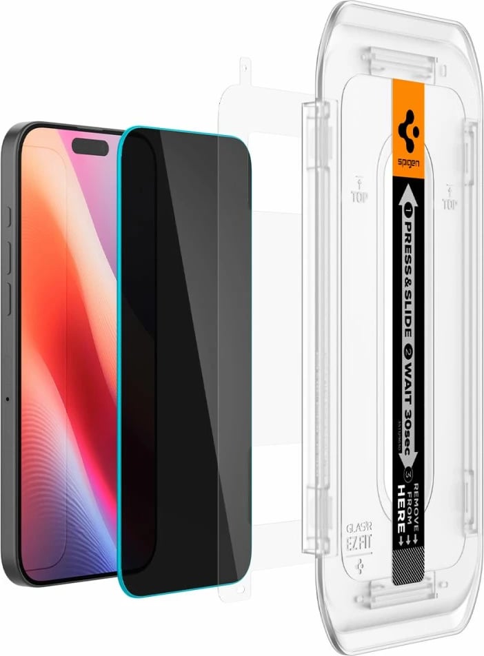 Xham mbrojtës Spigen Glas.tR EZ Fit Privacy për iPhone 16 Pro Max, 2 copë