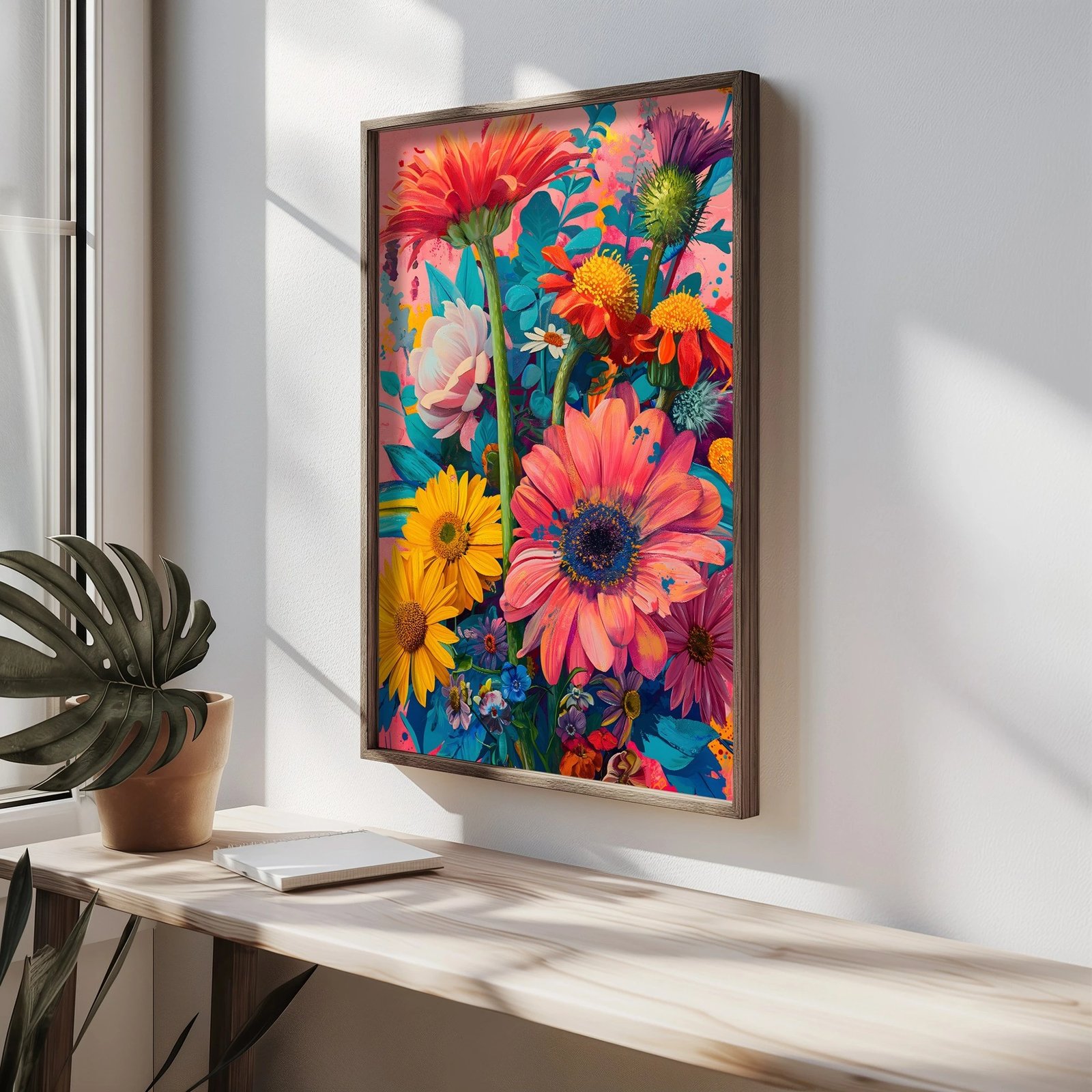 Pikturë dekorative me kornizë MDF, shumëngjyrëshe, HUM079, 50x70x3.5cm