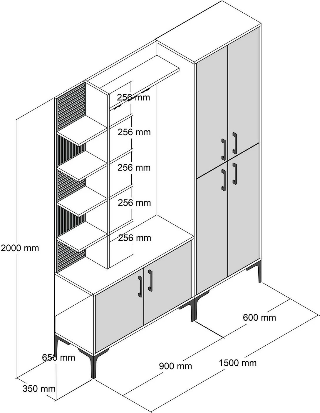 Stendë për korridor Hanah Home, Viyana Da, ngjyrë arre dhe travertin