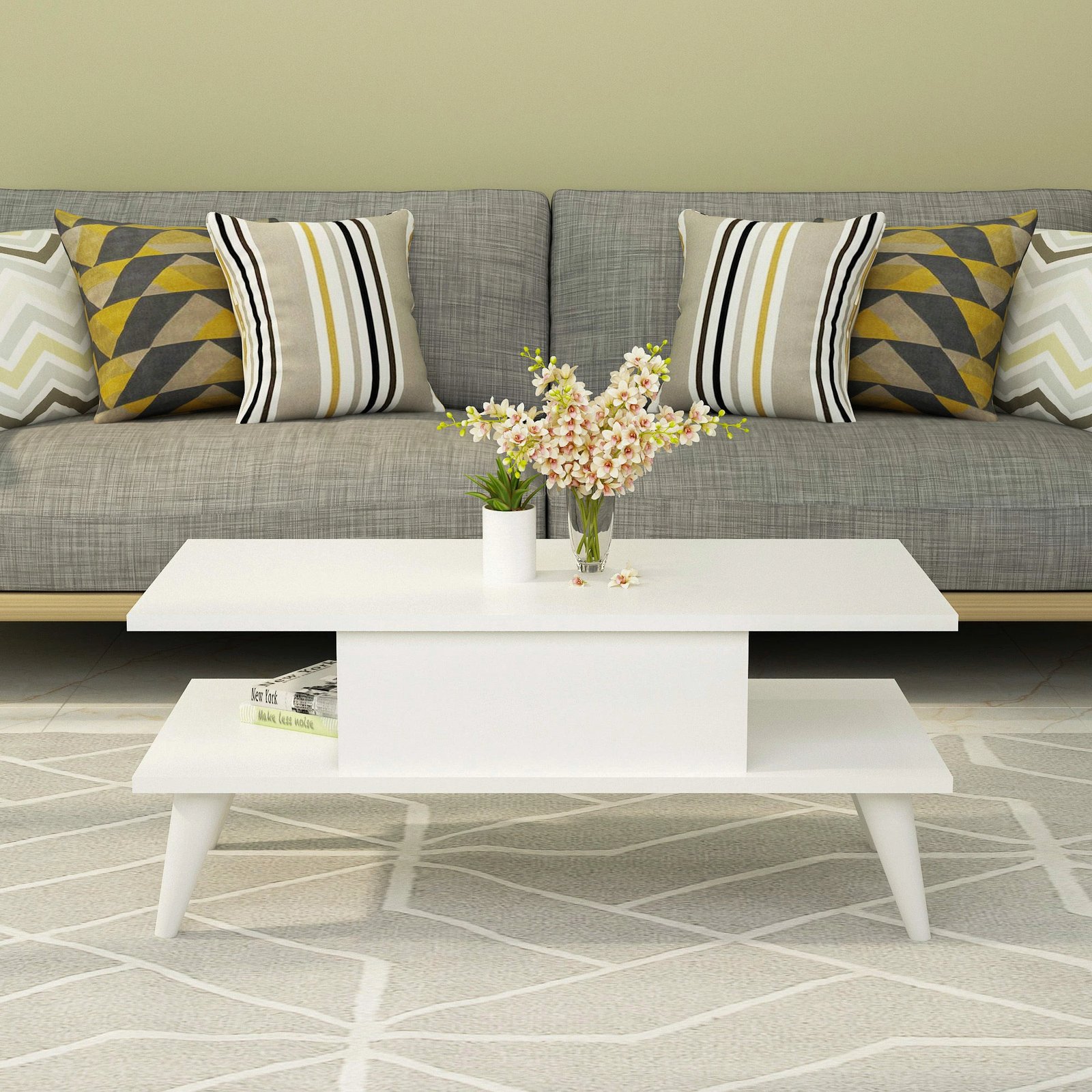 Tavolinë kafeje moderne, ngjyrë e bardhë, Skye Decor, Beta