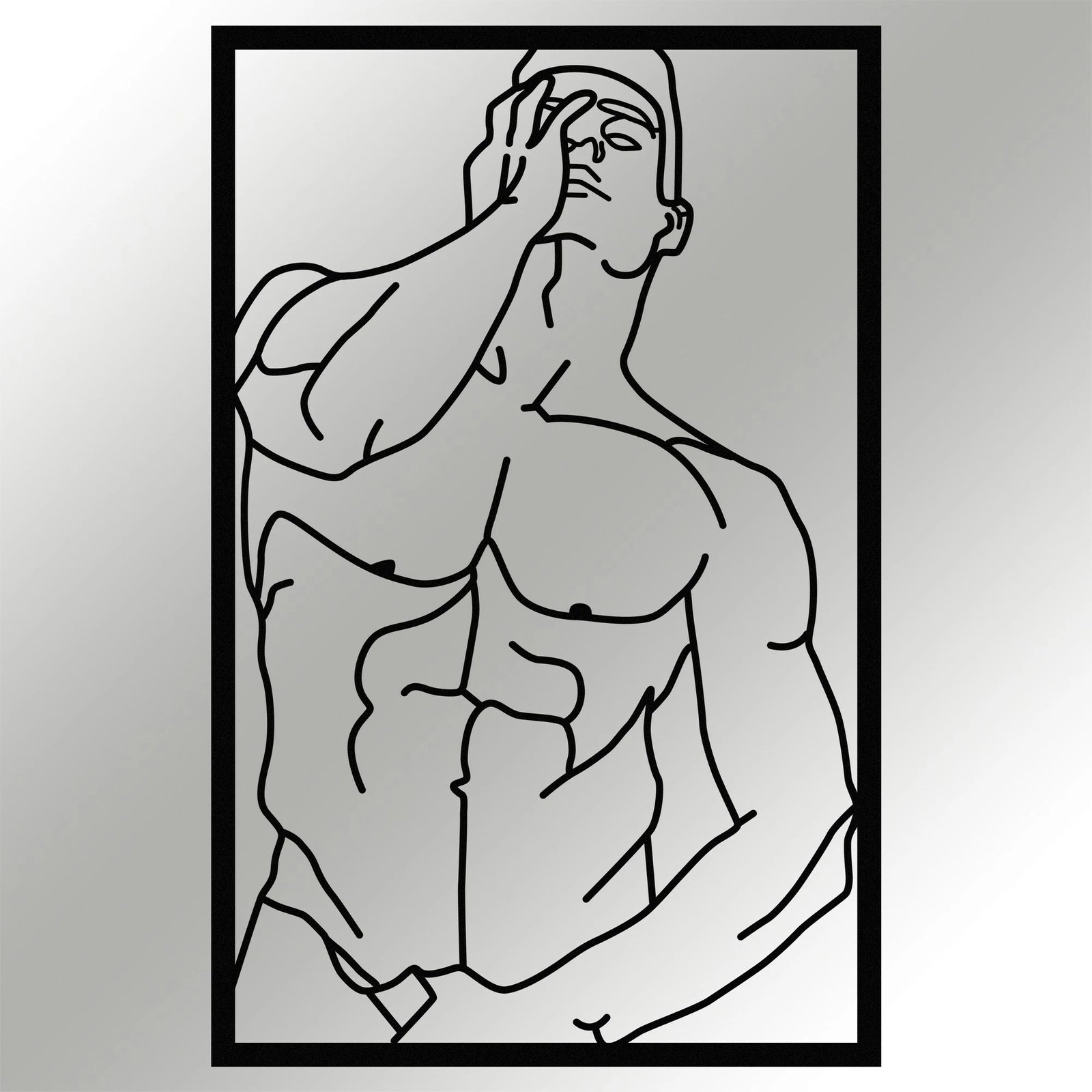 Aksesor dekorativ metalik për mur, pozë mashkulli muskulor, Wallity