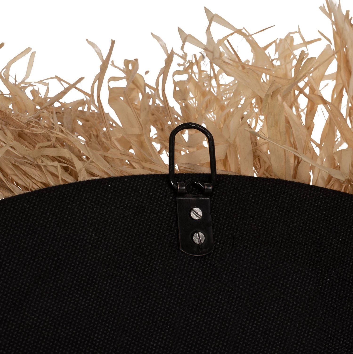 Pasqyrë rrethore me kornizë nga fibra sisal dhe abaca, ngjyrë natyrale-e zezë, Φ90cm, FH7746
