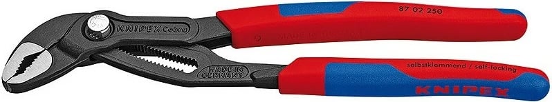 Kuleçë Knipex Cobra 250mm, çelik krom-vanadium, dorezë plastike, blu/kuqe