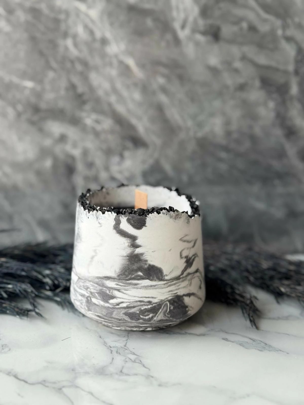 Qiri dekorativ betoni, gri dhe bardh, Evila Originals, Glamour Candle 7TM - 2